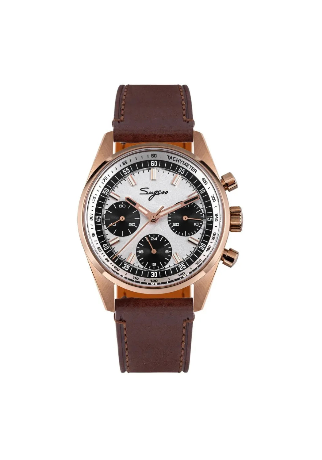 Relógio Sugess Grand Tourer Rose Panda Cronógrafo Rose Gold Masculino